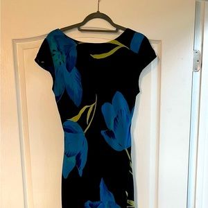 Vintage Just Choon Women’s Midi Chiffon Lined Tropical Dress / Juniors Size 13